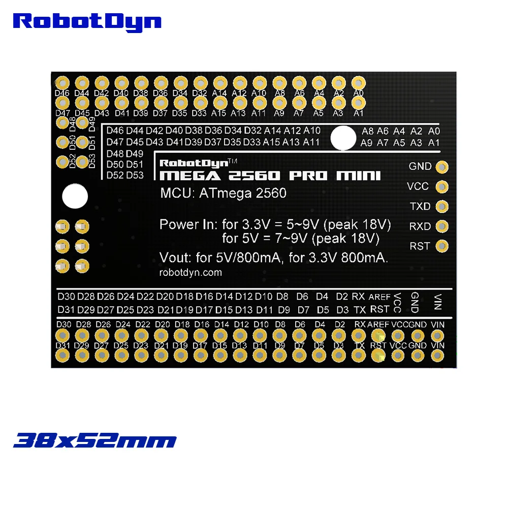 Mega 2560 PRO MINI 3,3 V, ATmega2560-16AU, с штырьками. Совместим с Arduino Mega 2560