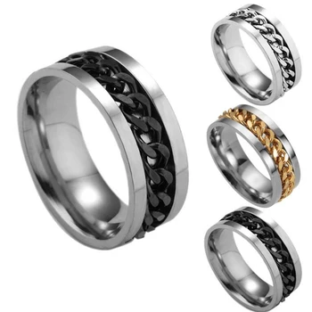

Finger Fidget Spinner Ring EDC Toy Stainless Steel Chain Ring