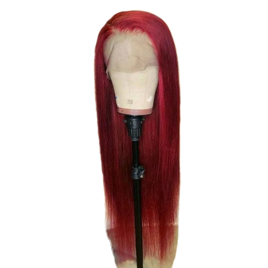 SHD Красный Ombre парик человеческих волос прямо Синтетические волосы на кружеве парик 130% цветные парики бразильский Реми кружевные парики