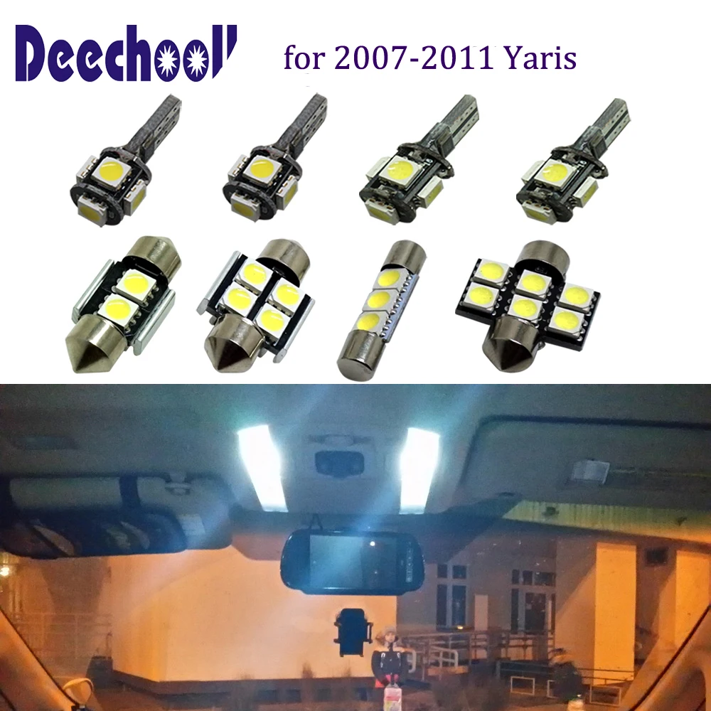 deechooll 10pcs Car LED Light for Toyota Yaris 2007 2011, Canbus