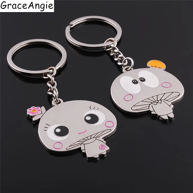 

Creative Couple keychain for keys Mushroom key chain Ring holder Valentines Birthday Cute Gifts men lovers keyring 2017 AM0325