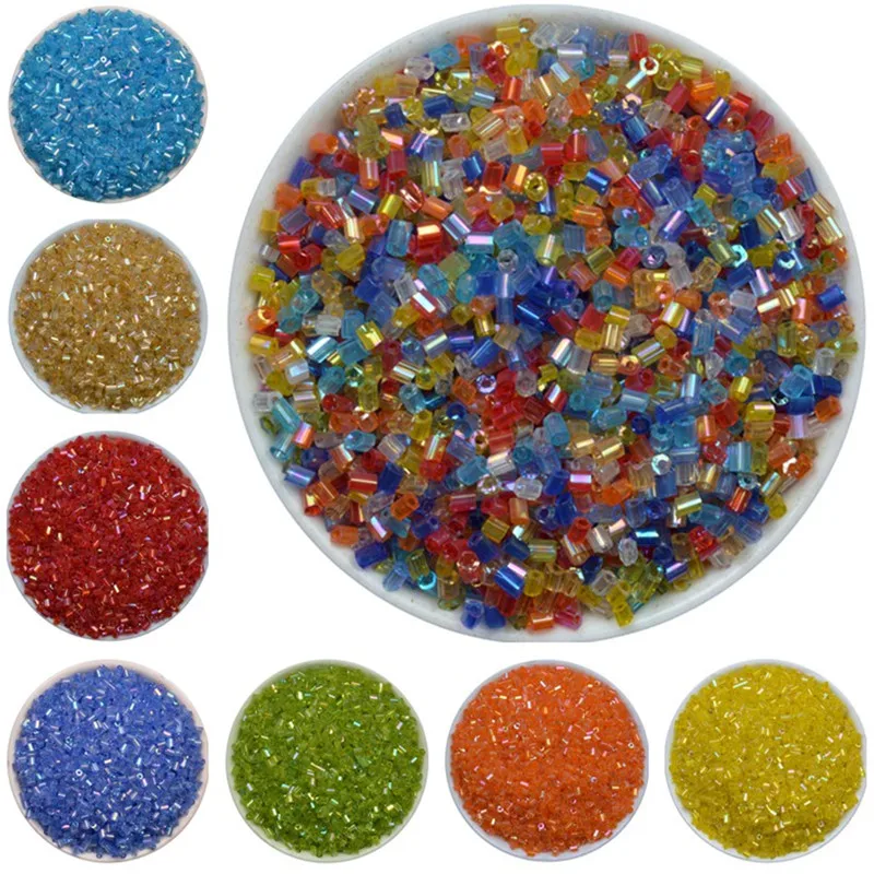 

Multi Color Silver Lined Bugle Czech Glass Seed Spacer Beads 1000pcs/lot Austria Crystal Long Tube Beads For Jewelry Making DIY