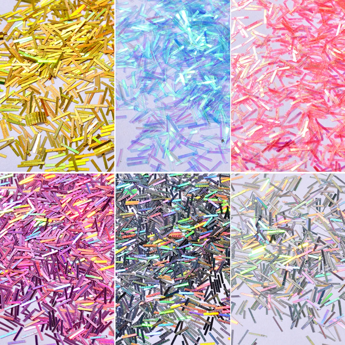 

6 Colors Line Stickers Tips Manicure Decorations Nails Laser Nail Glitter Sequins Colorful Shiny Strip Paillettes Straight