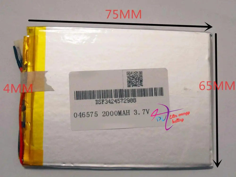 

best battery brand Size 046575 3.7V 2000mah Lithium polymer Battery with Protection Board For MP4 PSP GPS Tablet PCs PDA Free Sh
