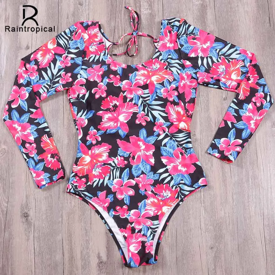 

Raintropical 2019 Sexy Backless Floral Swimwear Women One Piece Swimsuit Female Bathing Suit Ruffle Monokini Falbala Bodysuit