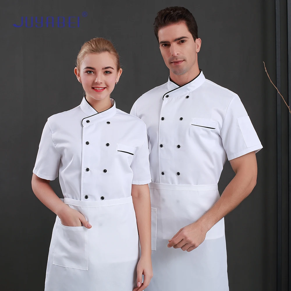 Одноцветная рубашка с коротким рукавом для ресторана, куртка для шеф-повара, одежда для кухни, отеля, ресторана, рабочая одежда для мужчин и женщин, пальто для шеф-повара