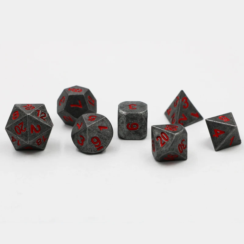 Dungeons & Dragons 7pcs/set Creative RPG Dice D&D Metal Dice DND Game Dice Plating Black D4 D6