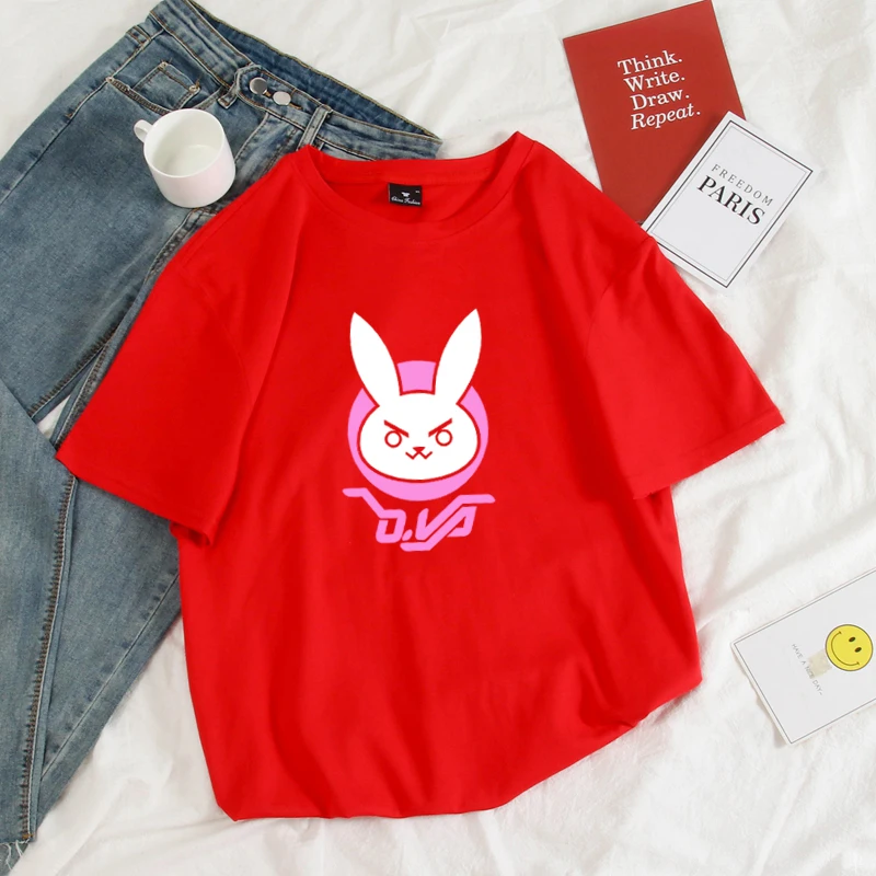 Футболка Мужская/Женская хлопковая с коротким рукавом и принтом логотипа OW DVA Rabbit
