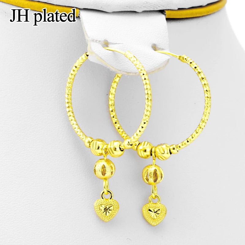 JHplated 24K серьги с шариками для женщин/девушек ювелирные изделия с сердцем эфиопские, африканские, аравийские, Ближний Восток лучший подарок