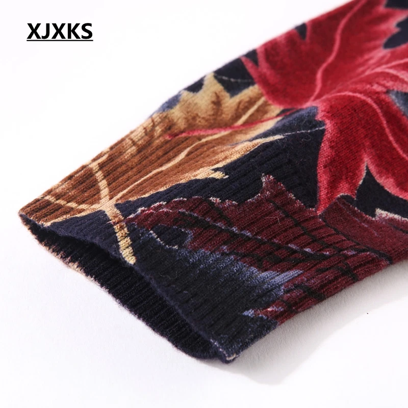 XJXKS кашемировые кардиганы для женщин осень нового размера плюс свитер с принтом женский высококачественный мягкий женский кардиган с Кленовым листом