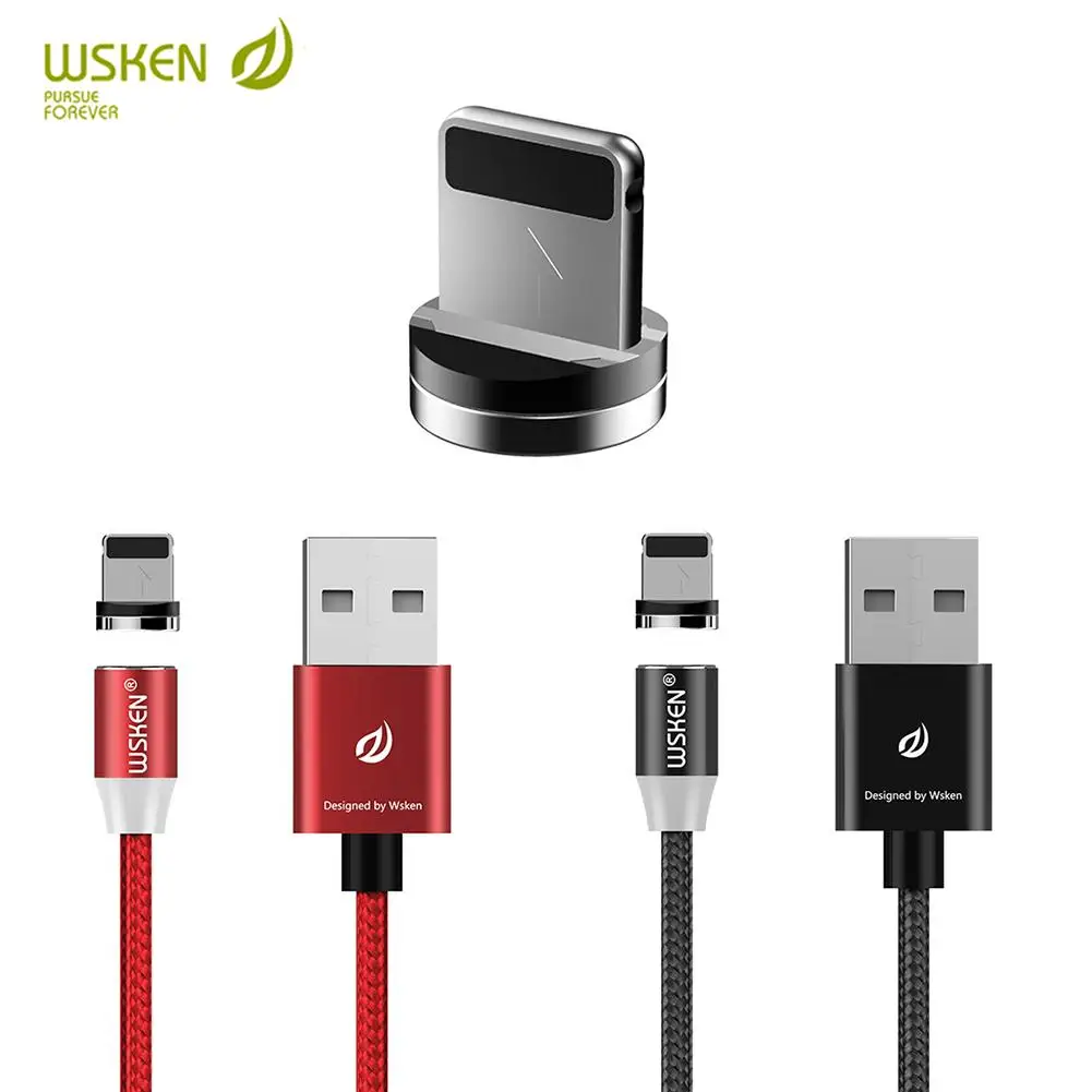 Магнитный светодиодный usb кабель WSKEN кабели для зарядки iPhone X 8 iPad адаптер