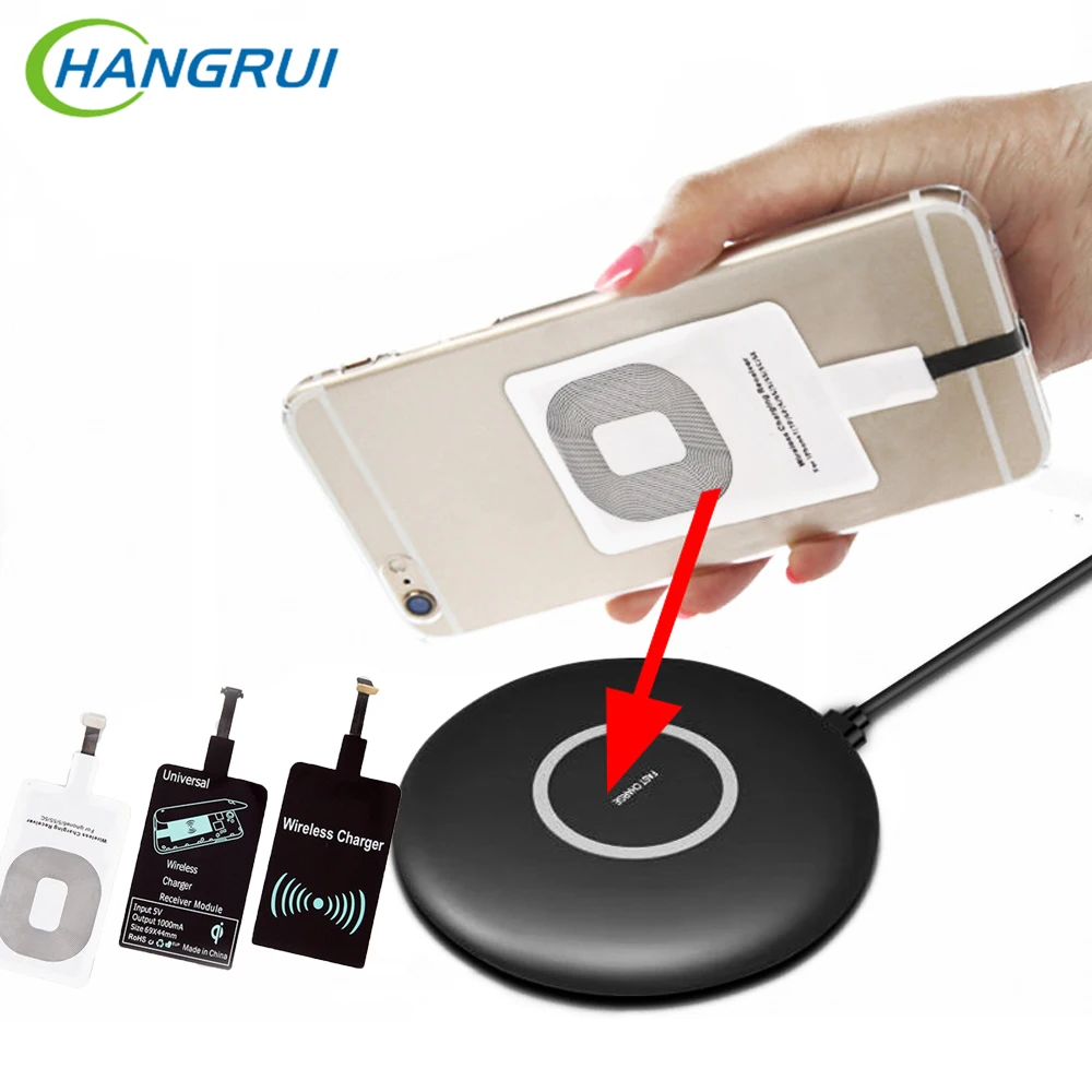 

Hangrui QI Wireless Charger Receiver For iPhone 7 6 6S Plus Universal Android Wireless Charging Receiver Micro USB Type-c Phone