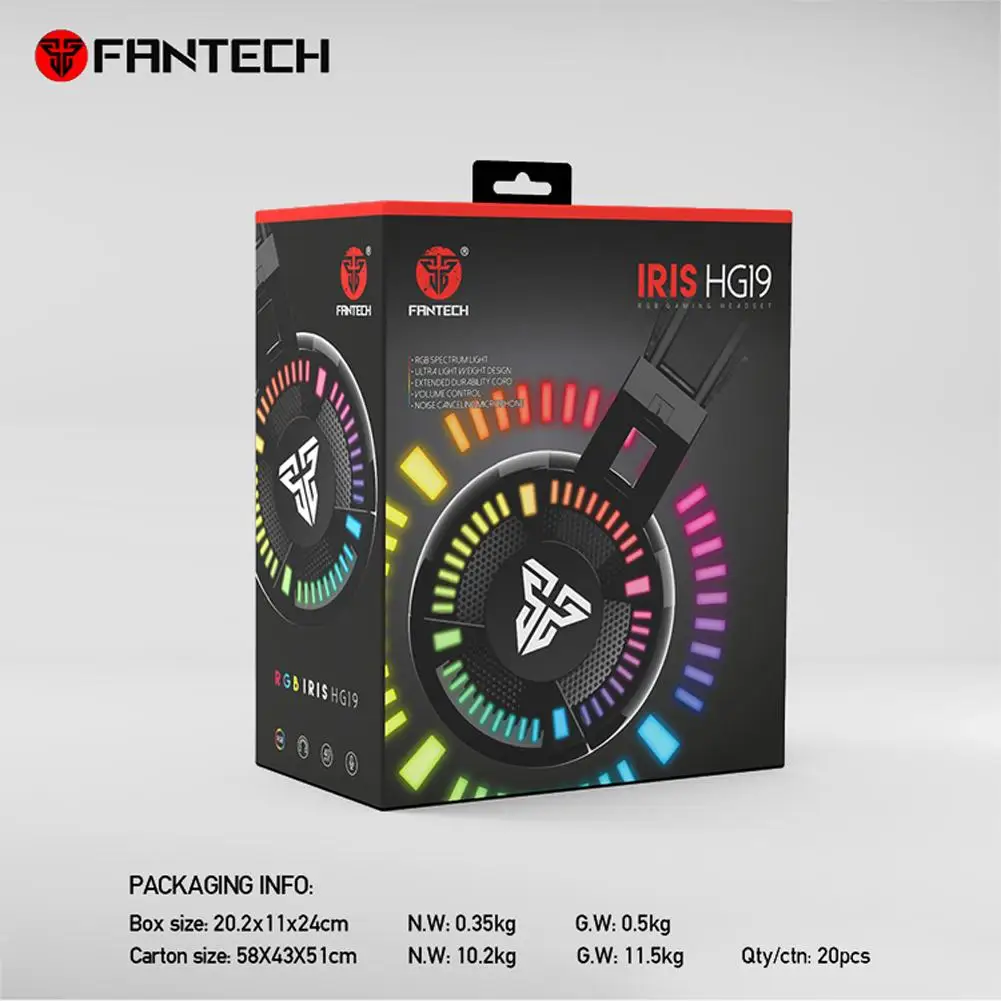 Fantech HG19 7,1 канала светодиодный свет RGB игровая гарнитура геймер наушники с микрофоном революция объем Управление Шум для ПК новые