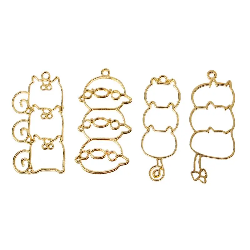 

JAVRICK 4Pcs Stacked Cat Chicken Squirrel Resin Animals Frames Pendant Jewelry Making