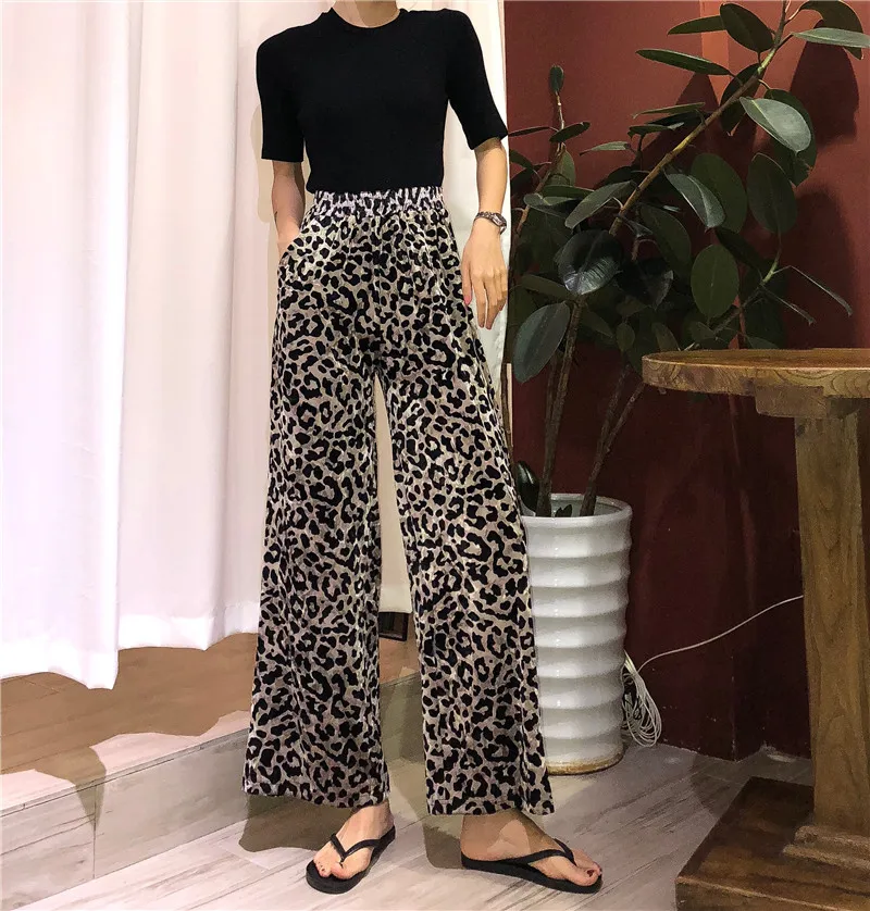 Spring Summer Womens Loose Fit Animal Print Leopard Pants With Elastic ...