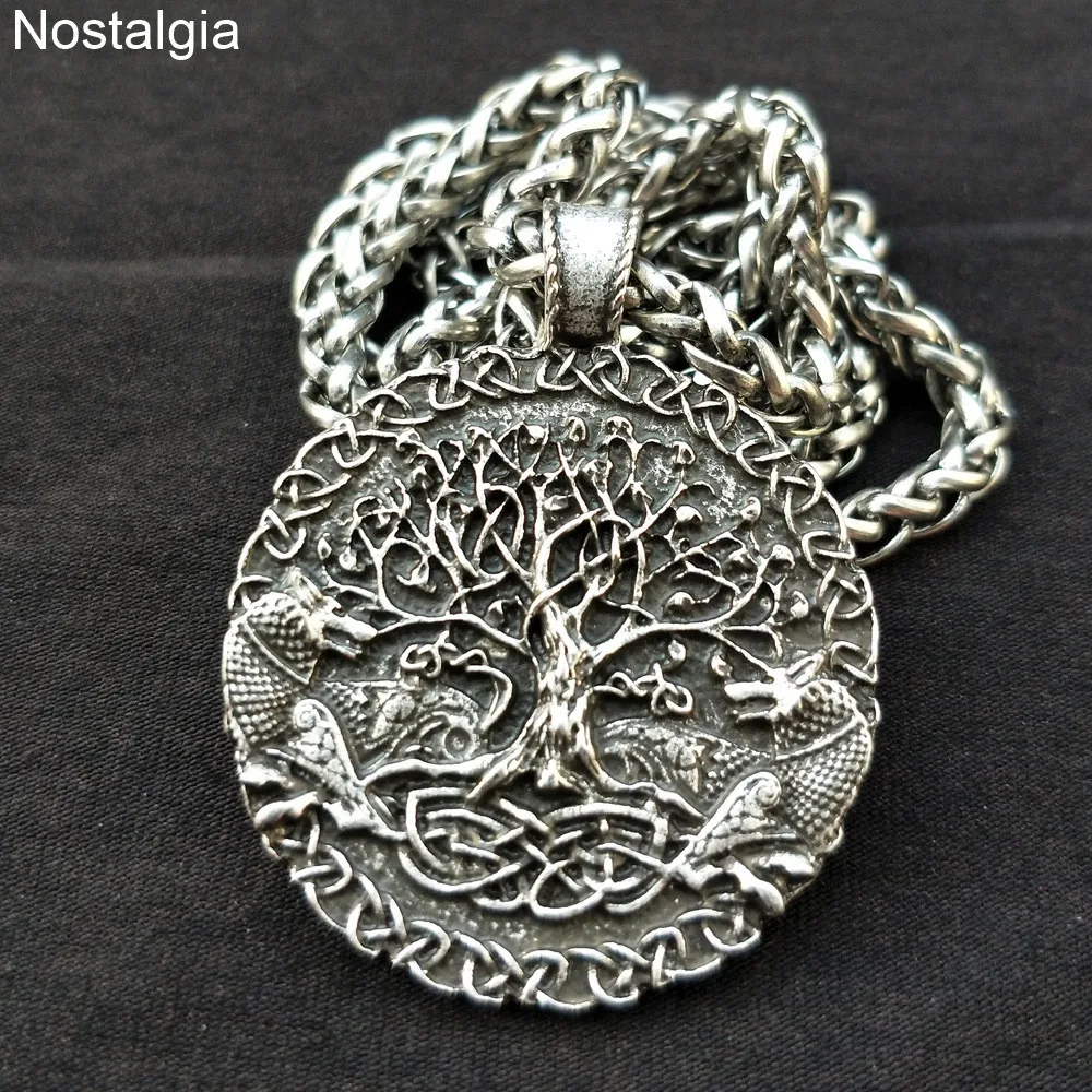 Дерево жизни кулон двойной волк амулет металлический талисман ювелирные изделия для женщин и мужчин ожерелье Прямая поставка