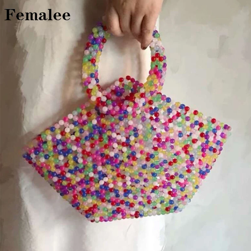 FEMALEE Handmade Acrylic Beaded Bag Colorful Fashion Handbag Beading