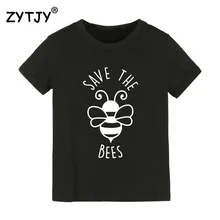 Детская футболка с принтом «save the bees» футболка для мальчиков и девочек, детская одежда для малышей Забавные футболки Tumblr Прямая поставка, CZ-20