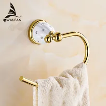 Towel Rings Solid Brass Gold Towel Holder Bath Shelf Towel font b Rack b font Hangers