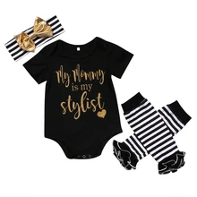 3PCS Set Newborn Baby Girl Clothes 2017 New Infant Bebes Short Sleeve Cotton Bodysuit Romper Leg