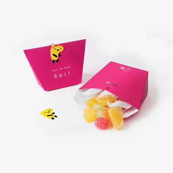 

10pcs deep rose red Paper Box yellow elf tag birthday baby shower Favors Gifts Decoration as Candy Storage Boxes