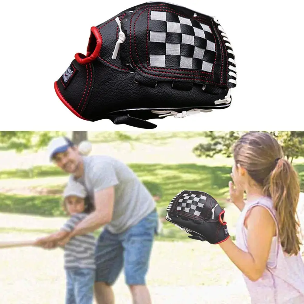 12,5 дюймовые спортивные бейсбольные рукавицы для взрослых, Софтбол, перчатки из искусственной кожи, подходят для мужчин и женщин, высокое качество - Цвет: Black