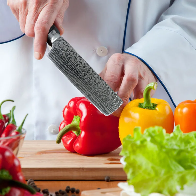 Chef Knives Kitchen knife 7 inch Japanese 7CR17 440C High Carbon Stainless Steel Imitation Damascus Sanding Laser Santoku Knife Chef Knives Kitchen knife 7 inch Japanese 7CR17 440C High Carbon Stainless Steel Imitation Damascus Sanding Laser Santoku Knife
