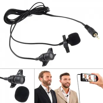 

3.5MM Dual Microphone Suit Mini Headsets Microphone Mobile Phone DSLR Camera Clip-on Lapel Condenser Mic for Recording /Speaking