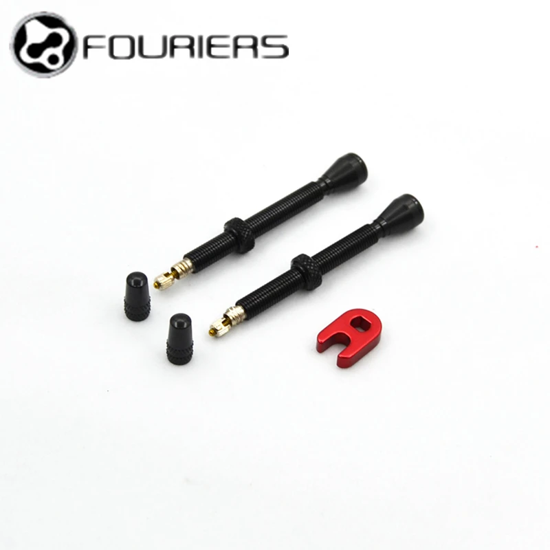 

Fouriers CNC MTB Road Bike Tubeless Valve Presta Stems 40mm 60mm No Tubes Valve with Core Tool Black Vacuum tire gas mouth