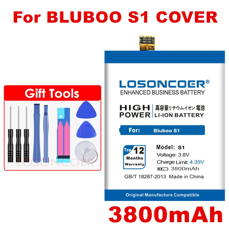 LOSONCOER S1 3800mAh аккумулятор для телефона BLUBOO S1+ номер отслеживания+ Подарочные инструменты+ наклейки