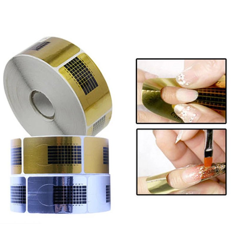 100PCS Golden Horseshoe Shape Nail Forms Nail Art Sculpting Acrylic UV