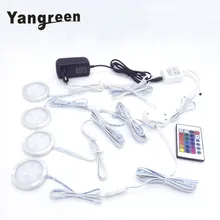 4 шт. светодиодная подсветка под шкаф 9 светодиодный s 24 клавиши дистанционного управления затемненные кухонные огни шкаф Бар лампа ночные лампы украшение дома