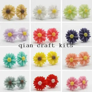 

72pcs (36pairs) mix color stud earrings, daisy earrings, small stud earrings, yellow daisy studs, surgical steel posts gift box
