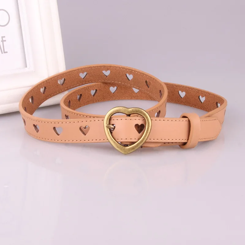 

Fashion PU Leather Heart Hollow Belt Woman Heart Holes Casual Slim Belts Lovely Elegant Female Jeans Strap Lady Waist Belt Strap