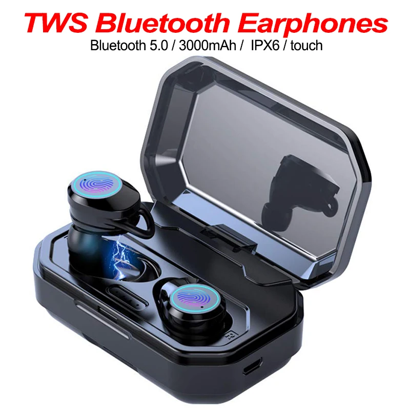 

TWS Bluetooth 5.0 Wireless Earphones Surround Sound Sports In-Ear Handsfree Headset 3D Waterproof Wireless Earphones