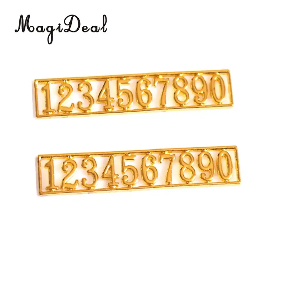 MagiDeal Vintage Design 1/12 Scale Golden Dolls House Miniature Set of Metal Numbers 0-9 Door for Office Bedroom Bar Pub Acce