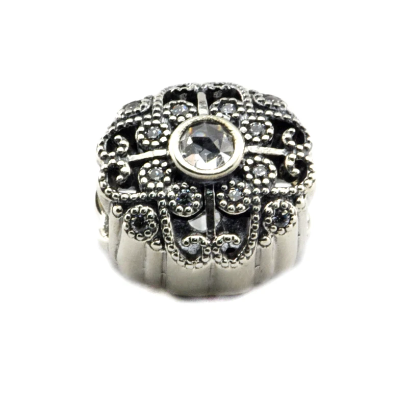 Подходит для браслетов Pandora Fairytale Bloom Clear CZ Charm оригинальный серебряные бусины 925