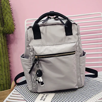 Модный нейлоновый женский рюкзак, Одноцветный, большой вместительный, школьный рюкзак, Повседневный, для путешествий, большой рюкзак для девочек-подростков, милые сумки для книг, дорожная сумка - Цвет: gray-1