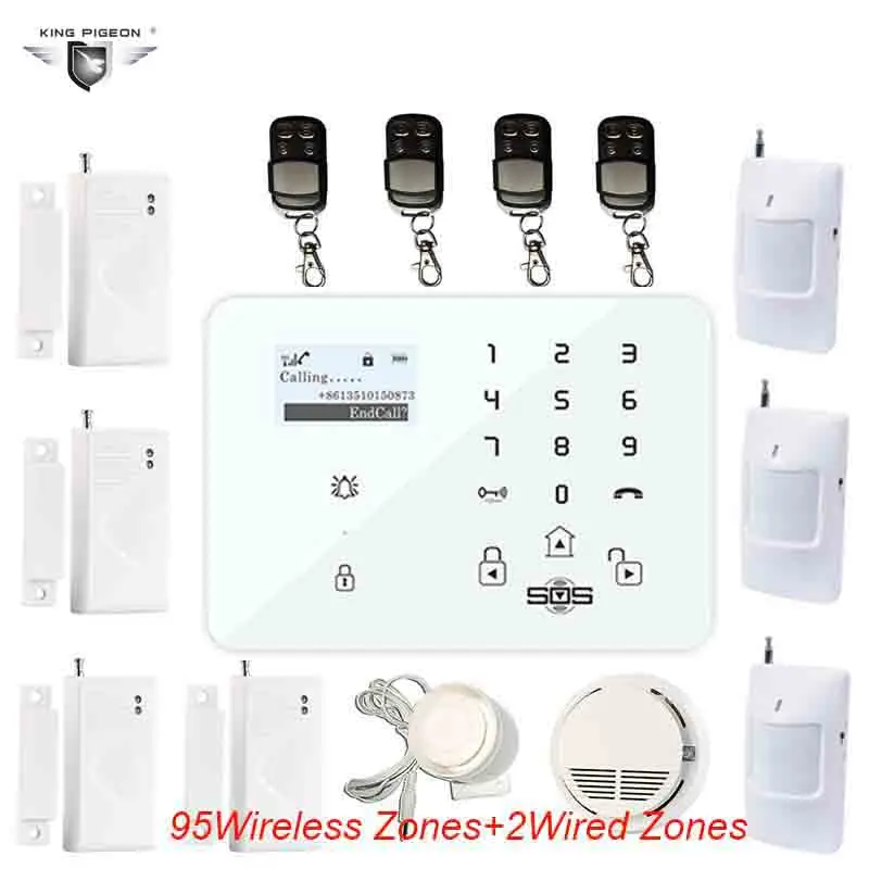 Wireless Wired House Alarm GSM Touch Keypad Panic Alarm PSTN Quad Band King Pigeon SMS Home Security Voice Burglar DHL Free  K9D