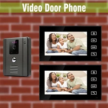 7 Pulgadas LCD Botón Táctil Monitores de Vídeo de Intercomunicación Teléfono de La Puerta 700TVL CMOS Cámara de Intercomunicación Video Atado Con Alambre Timbre 2 Pantalla + 1 cámara