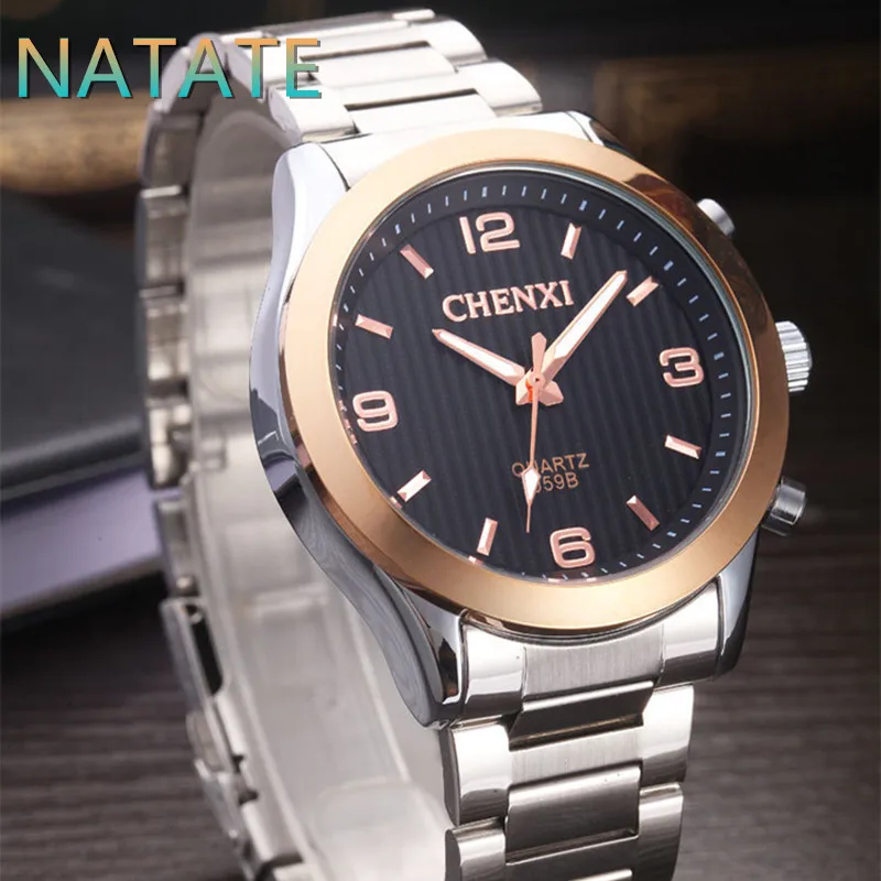 

NATATE Men Casual Watches Luxury Brand CHENXI Three Small Dial Decoration Fashion Quartz Men Full Steel Watch Clock Analog 1140