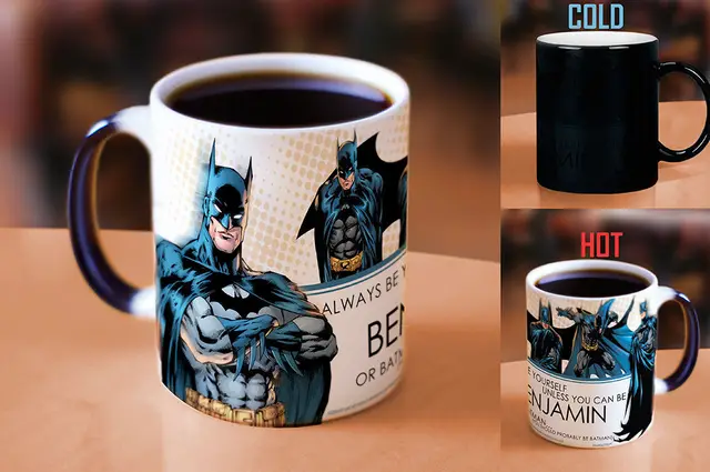 personalized name batman mugs wonder women heat reveal magic mug