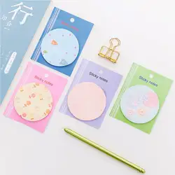 Новый цветочный узор Kawaii DIY узор Круглый Блокнот сообщение письменной форме липкий стикер для заметок