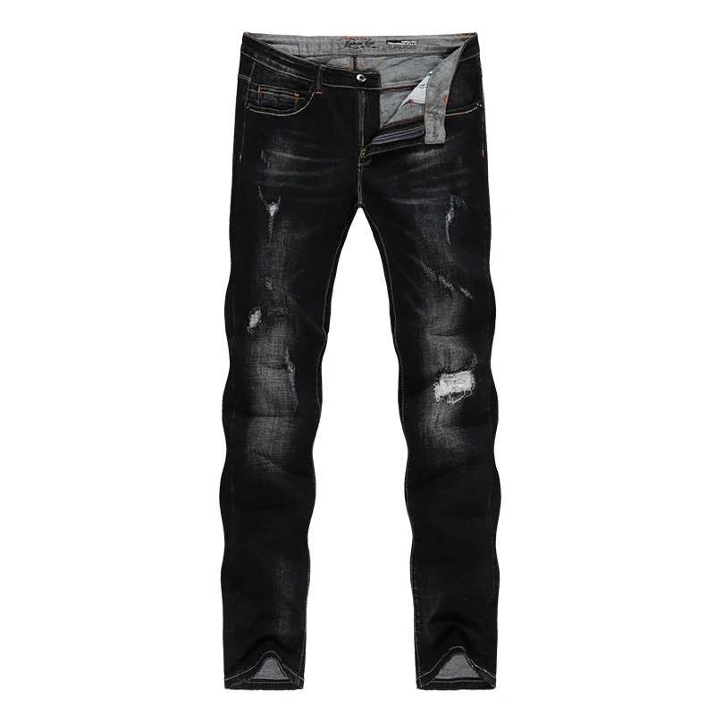 KSTUN/черные мужские джинсы с потертостями в стиле пэтчврок; рваные джинсы для мужчин; сезон осень-зима; байкерские джинсы; уличная одежда в стиле хип-хоп; джинсовые брюки