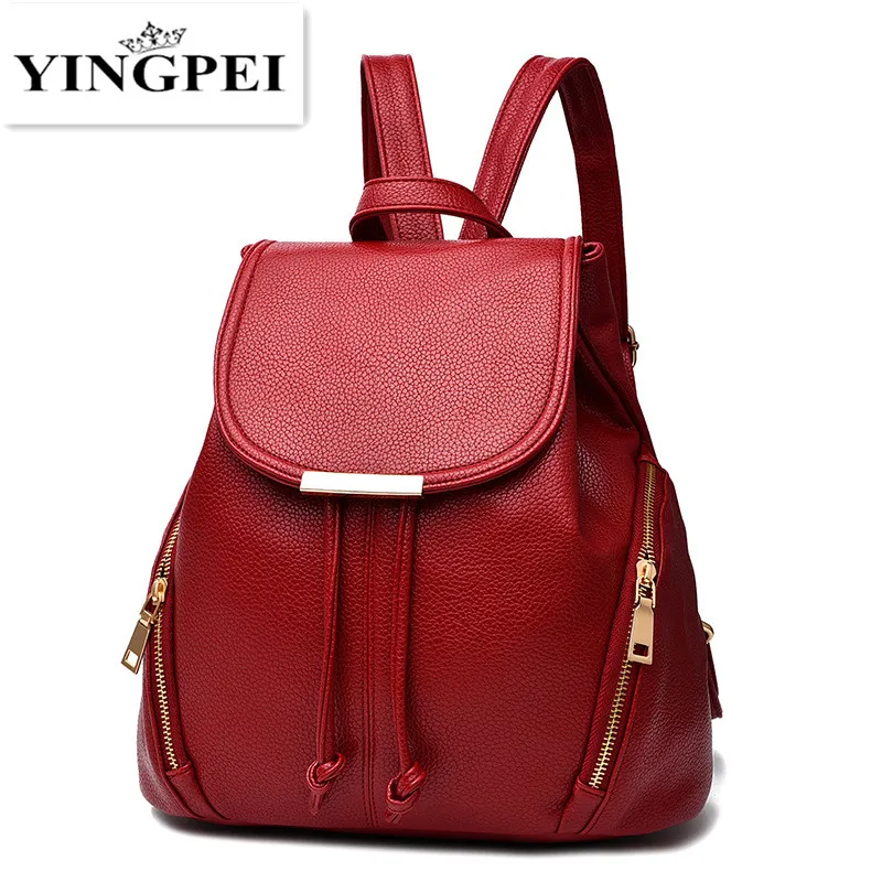 Цена YINGPEI женский рюкзак из искусственной кожи Mochila Feminina школьные сумки для подростков ноутбук черный белый
