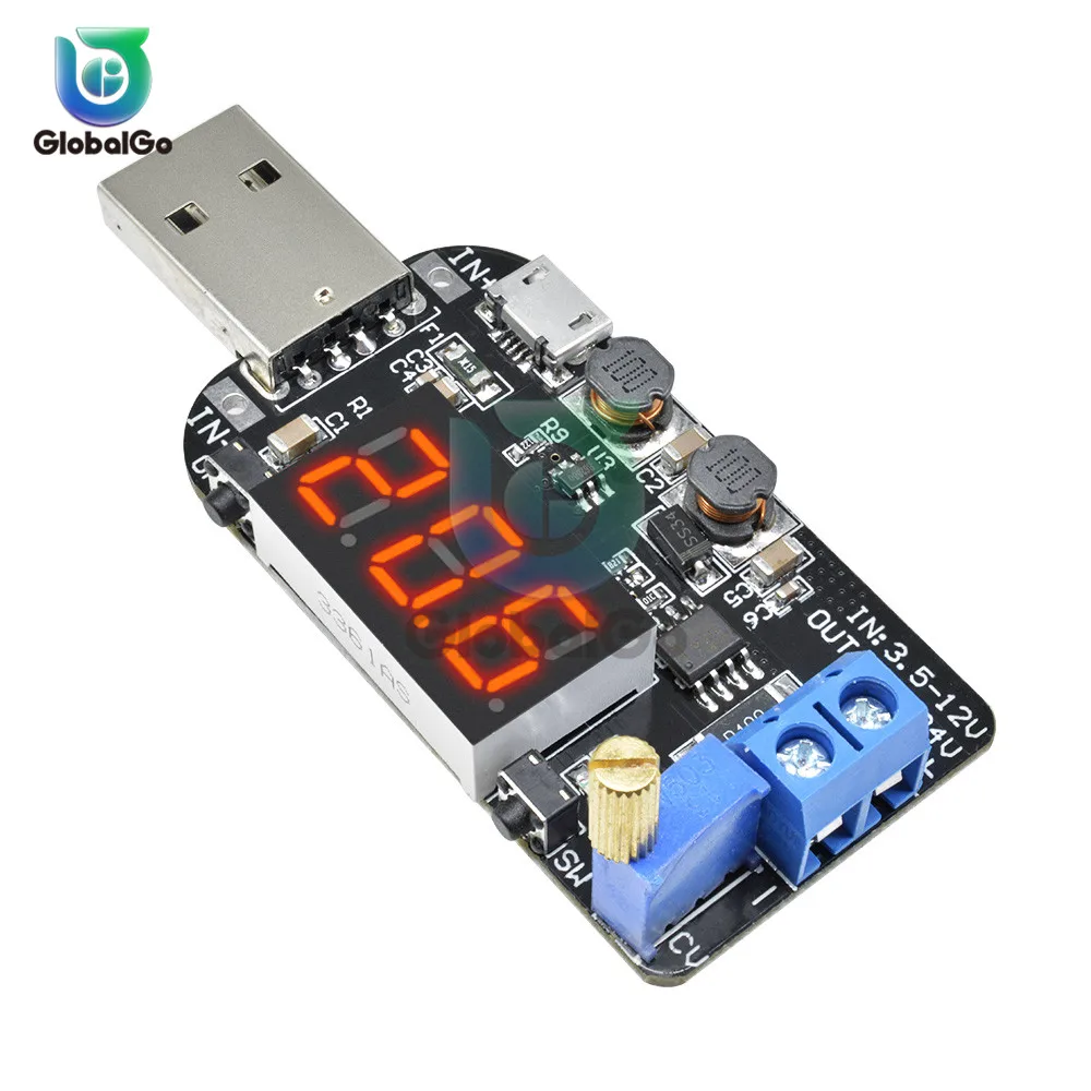 Цифровой USB Регулируемый Модуль ускорения понижающий/понижающий источник питания ток напряжение Регулятор модуль конвертер 5 В до 1-24 В