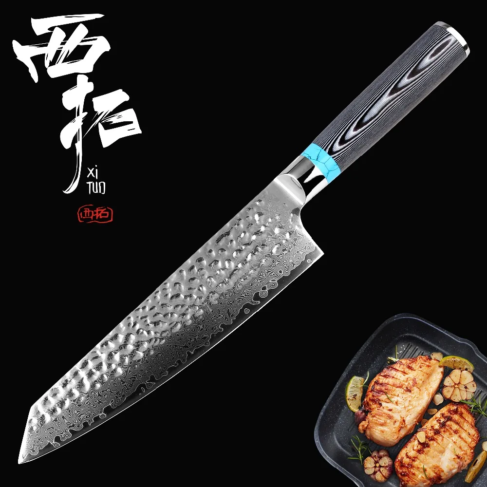 

XITUO Damascus knife 8" inch VG10 blade Damascus steel knife 67 layer Filleting Salmon Utility chef Santoku Cleaver meat knife