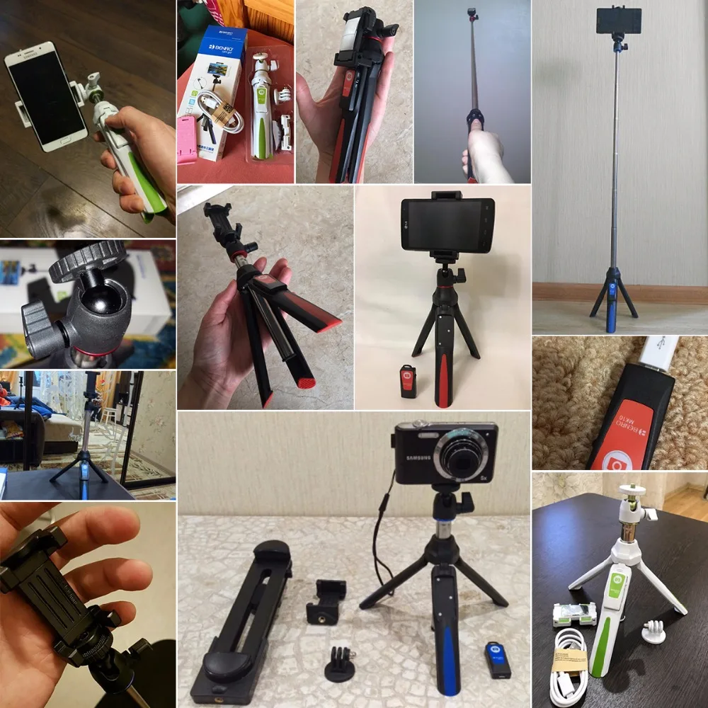 Benro Mefoto mk10 Bluetooth Selfie Stick Tripod for Phone Monopod Self-portrait+Gopro Mount for iPhone Samsung Gopro 4 5 Android