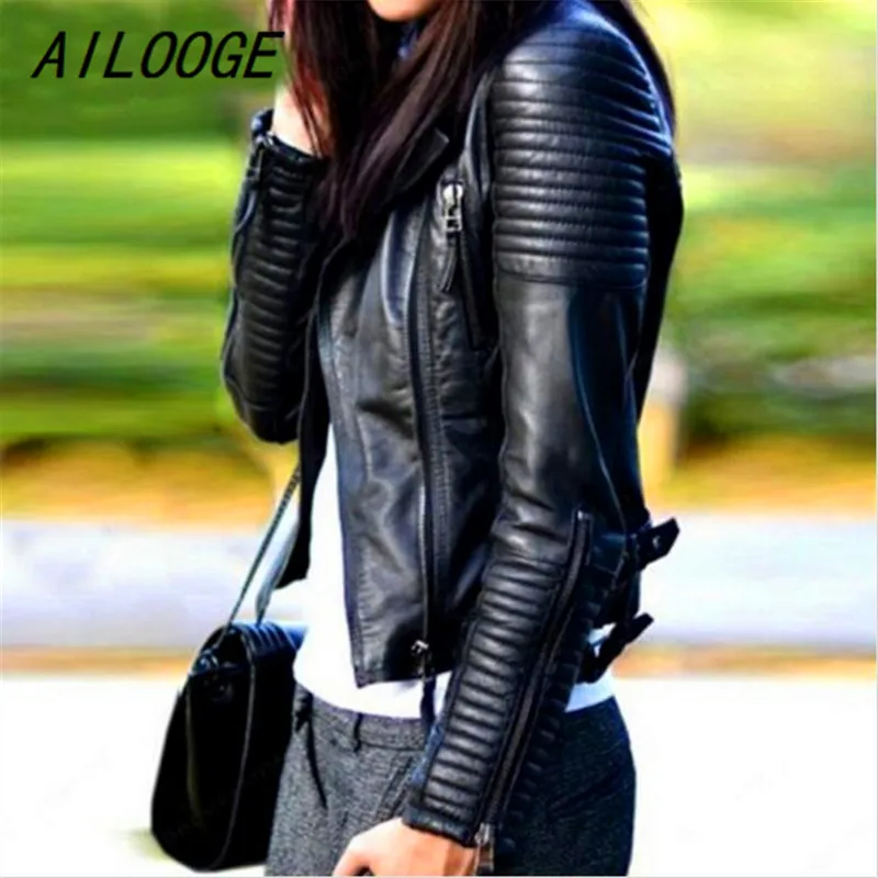 Cuir Fille Vestes Moto 2 3 Couro Zipper Casaco Feminina Ailooge Veste 4 Mince 1 En Femmes De Souple Jaquetas Manteau vqUT4TIEw