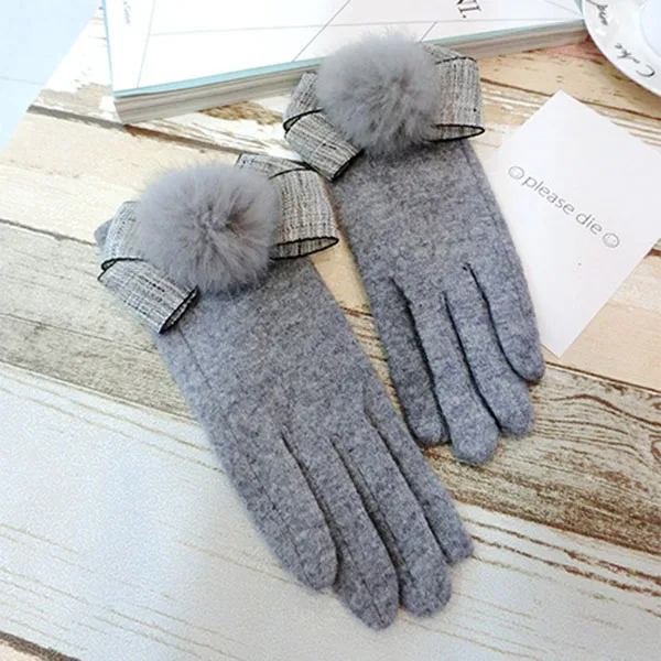 1 пара Элегантные женские перчатки с сенсорным экраном зимние теплые перчатки с бантом XIN-доставка